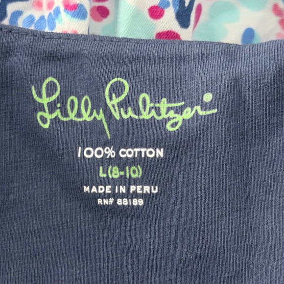Lilly Pulitzer Dress Girls Size L 8-10 Navy Blue Pink Shell Print Summer Cruise - Picture 6 of 10